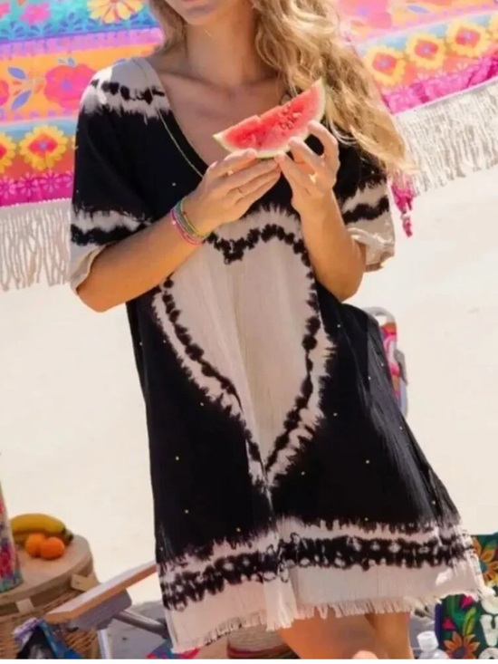 NATURAL LIFE Other - Natural Life Sayulita Kaftan Blue Tie Dye Swim Coverup OS